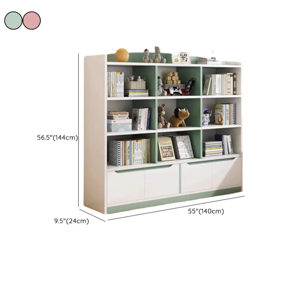 Modern Casual Closed Back Wood Storage Wide Bookcase Image - 28