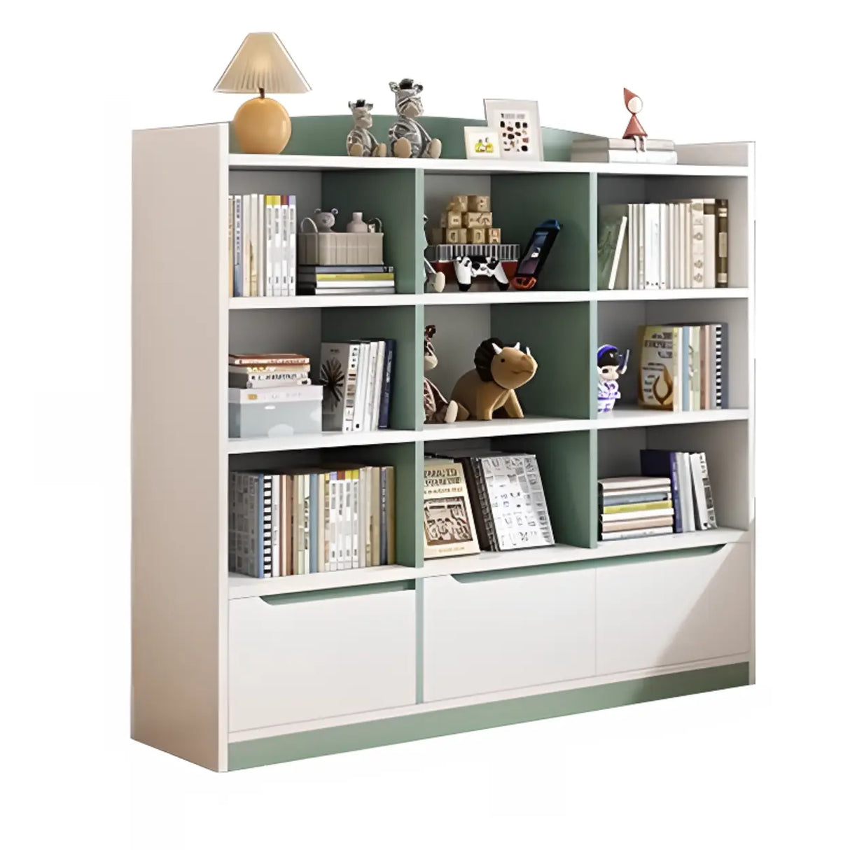 Modern Casual Closed Back Wood Storage Wide Bookcase Image - 5
