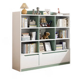 Modern Casual Closed Back Wood Storage Wide Bookcase Image - 5