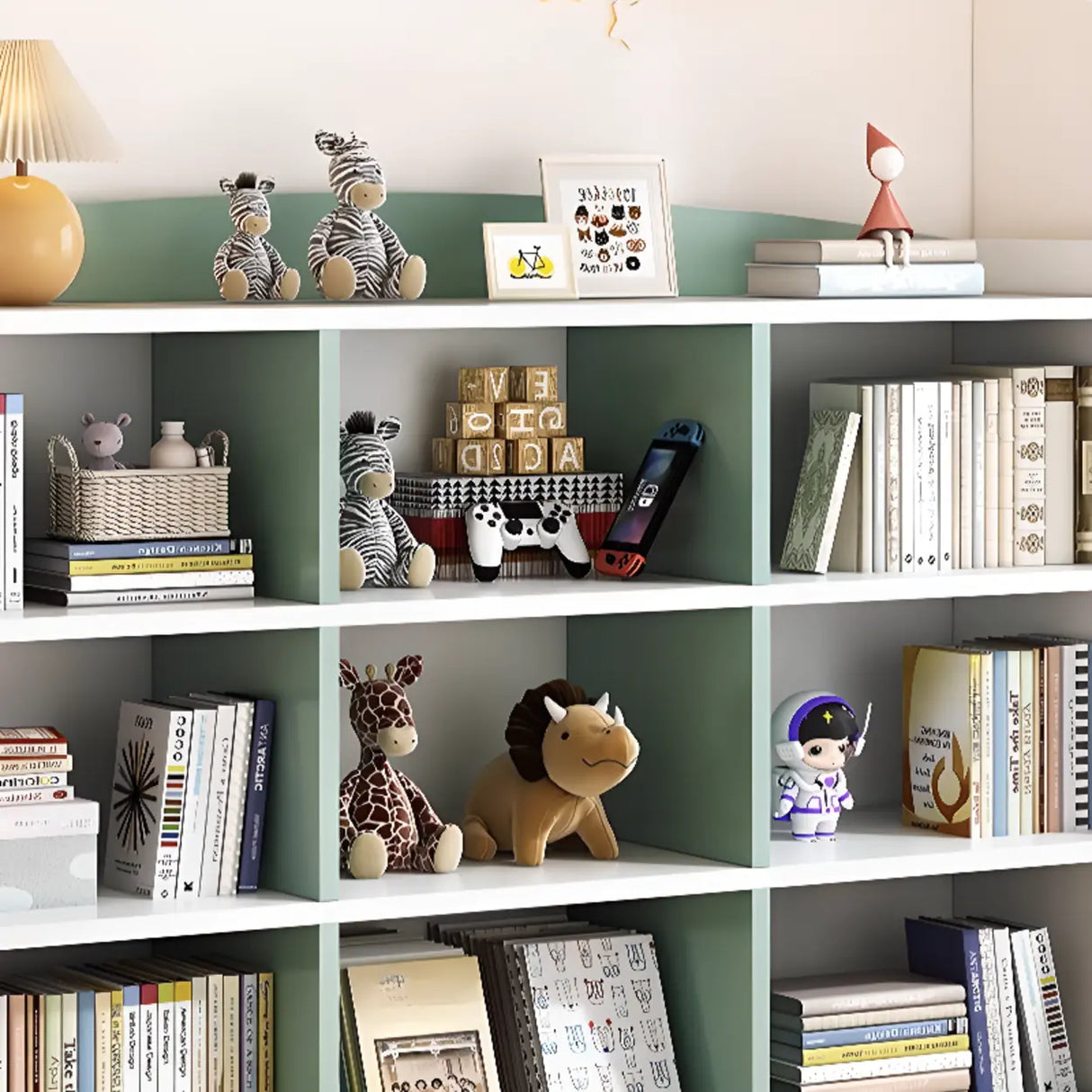 Modern Casual Closed Back Wood Storage Wide Bookcase Image - 6