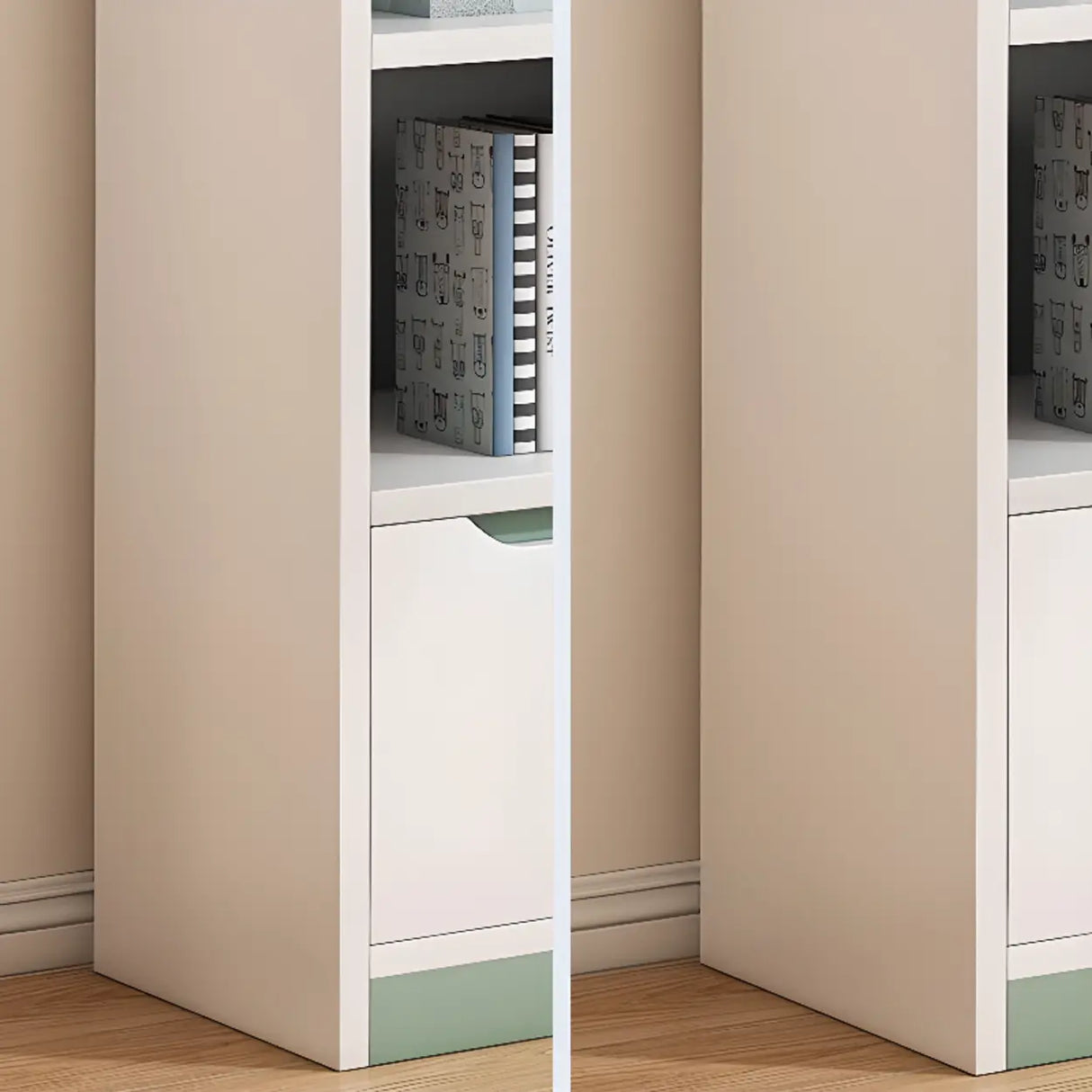 Modern Casual Closed Back Wood Storage Wide Bookcase Image - 7