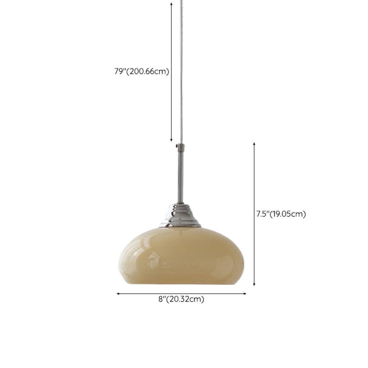 Modern Chrome Glass Metal Pendant Light Adjustable Cord  