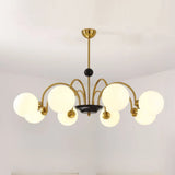 Modern Chrome Globe Pendant Chandelier - 4 Bulbs Image - 10