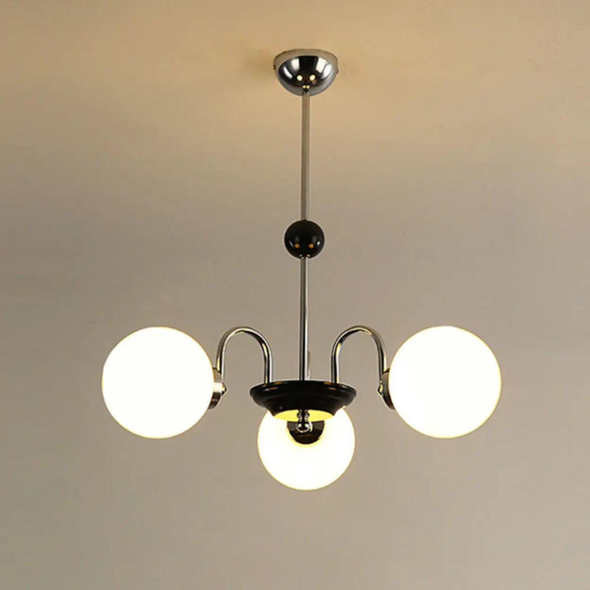 Modern Chrome Globe Pendant Chandelier - 4 Bulbs Image - 11