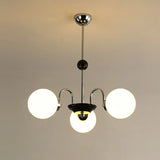 Modern Chrome Globe Pendant Chandelier - 4 Bulbs Image - 11