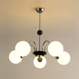 Modern Chrome Globe Pendant Chandelier - 4 Bulbs Image - 13