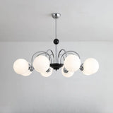 Modern Chrome Globe Pendant Chandelier - 4 Bulbs Image - 15