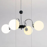 Modern Chrome Globe Pendant Chandelier - 4 Bulbs Image - 16