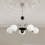 Modern Chrome Globe Pendant Chandelier - 4 Bulbs Image - 1