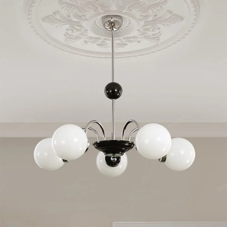 Modern Chrome Globe Pendant Chandelier - 4 Bulbs Image - 1