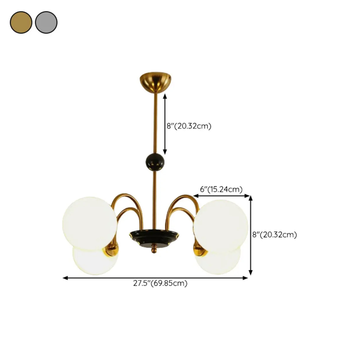 Modern Chrome Globe Pendant Chandelier - 4 Bulbs Image - 22