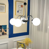 Modern Chrome Globe Pendant Chandelier - 4 Bulbs Image - 3