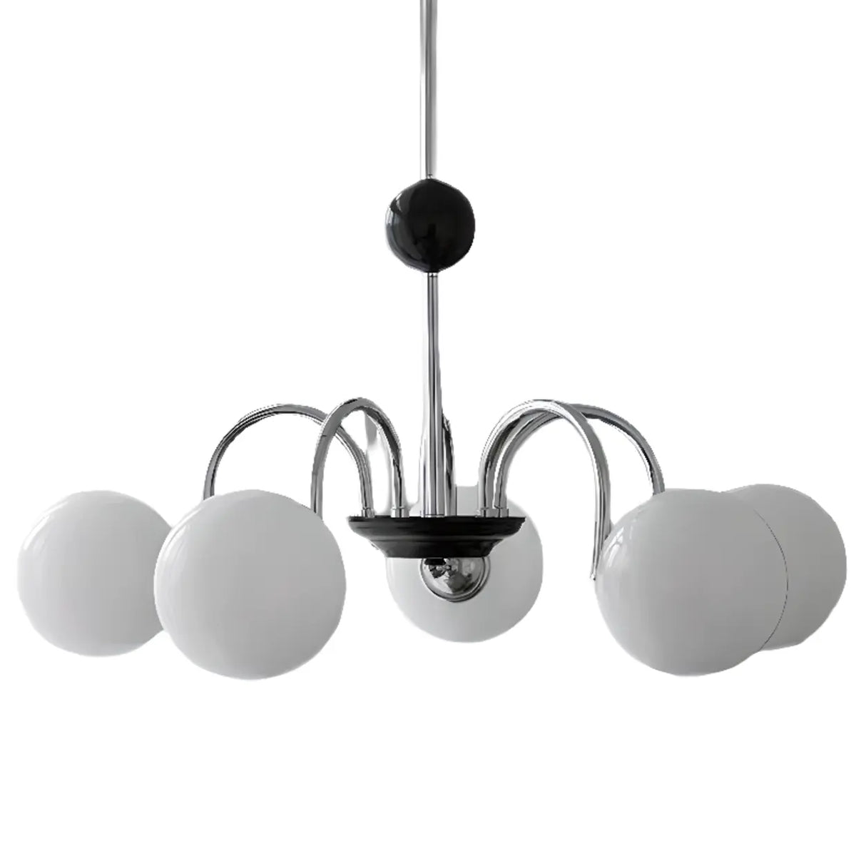 Modern Chrome Globe Pendant Chandelier - 4 Bulbs Image - 5