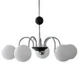Modern Chrome Globe Pendant Chandelier - 4 Bulbs Image - 5