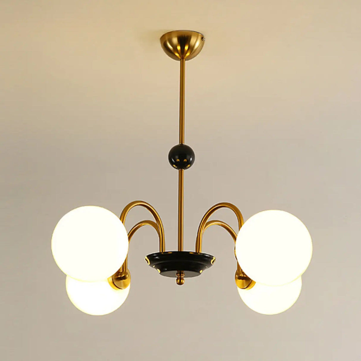 Modern Chrome Globe Pendant Chandelier - 4 Bulbs Image - 7