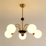 Modern Chrome Globe Pendant Chandelier - 4 Bulbs Image - 8
