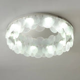 Modern Chrome Round Flakes Flush Mount Lamp Living Room Image - 12