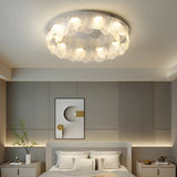 Modern Chrome Round Flakes Flush Mount Lamp Living Room Image - 8