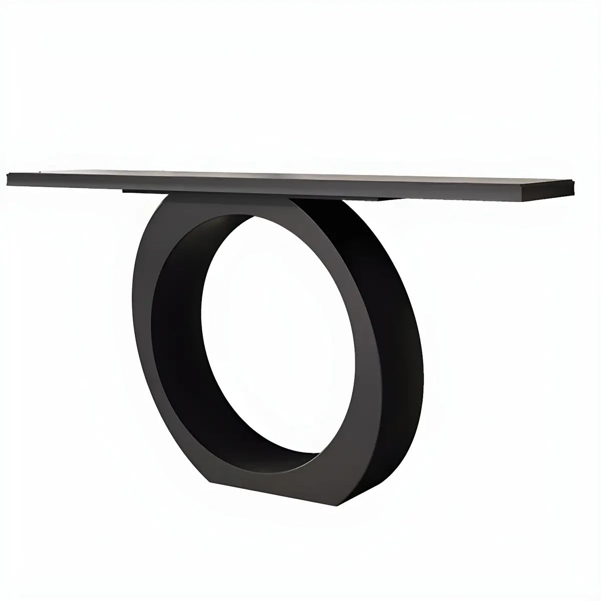 Modern Circular Base Pine Wood Black Large Console Table Image - 10