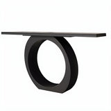 Modern Circular Base Pine Wood Black Large Console Table Image - 10