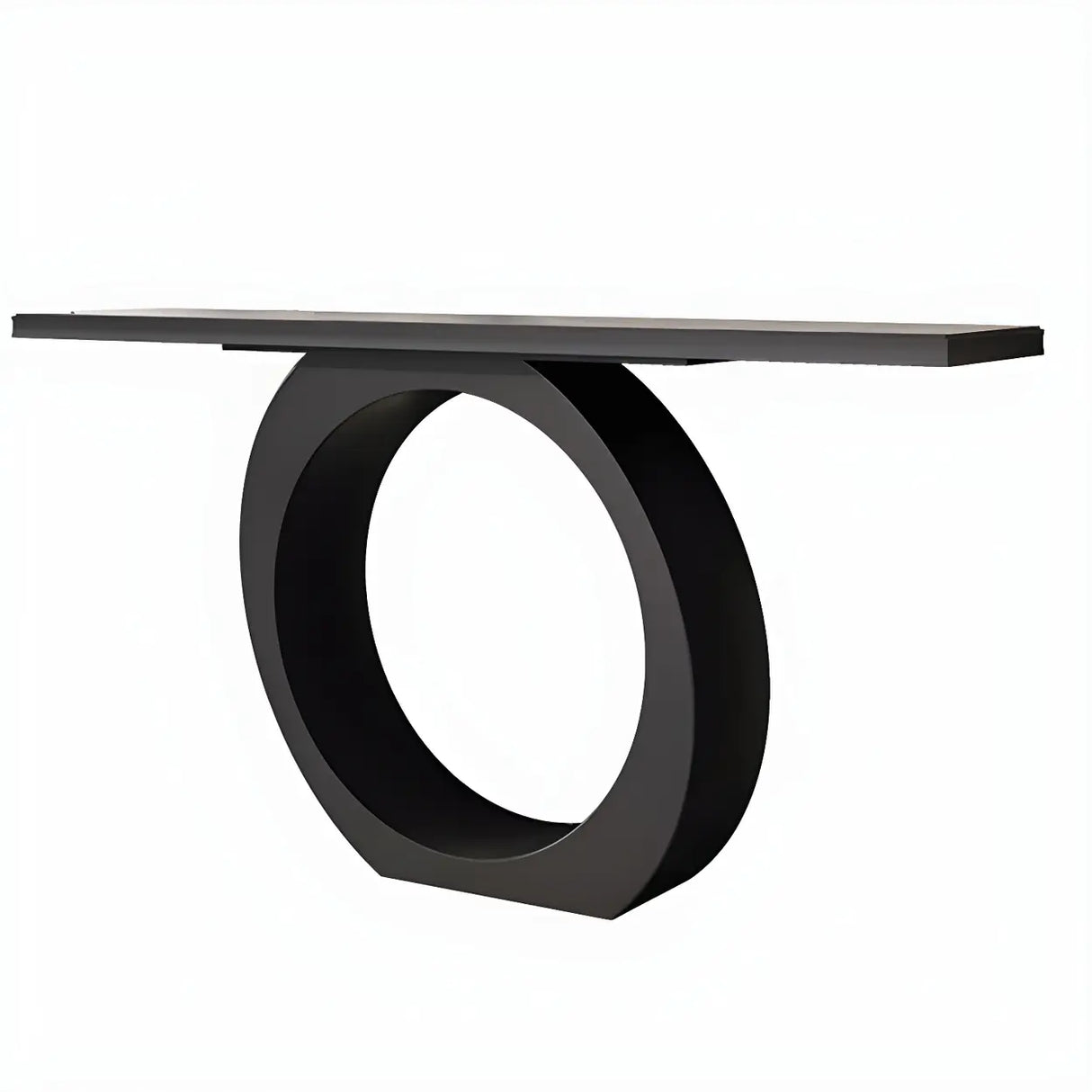 Modern Circular Base Pine Wood Black Large Console Table Image - 10