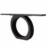 Modern Circular Base Pine Wood Black Large Console Table Image - 10