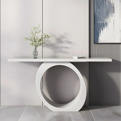 Modern Circular Base Pine Wood Black Large Console Table Image - 2