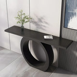 Modern Circular Base Pine Wood Black Large Console Table Image - 4