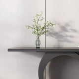 Modern Circular Base Pine Wood Black Large Console Table Image - 6