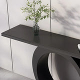 Modern Circular Base Pine Wood Black Large Console Table Image - 7