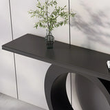 Modern Circular Base Pine Wood Black Large Console Table Image - 7