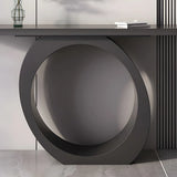Modern Circular Base Pine Wood Black Large Console Table Image - 9