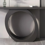 Modern Circular Base Pine Wood Black Large Console Table Image - 9