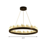 Modern Circular Crystal Chandelier for Living Room Black Image - 7