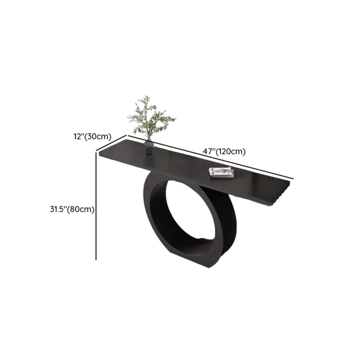 Modern Circular Iron Base Sintered Stone Console Table Image - 12