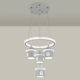 Modern Circular LED Pendant Chandelier House Shape Image - 14