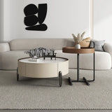Modern Circular Stone Leather Nesting Coffee Table Image - 6