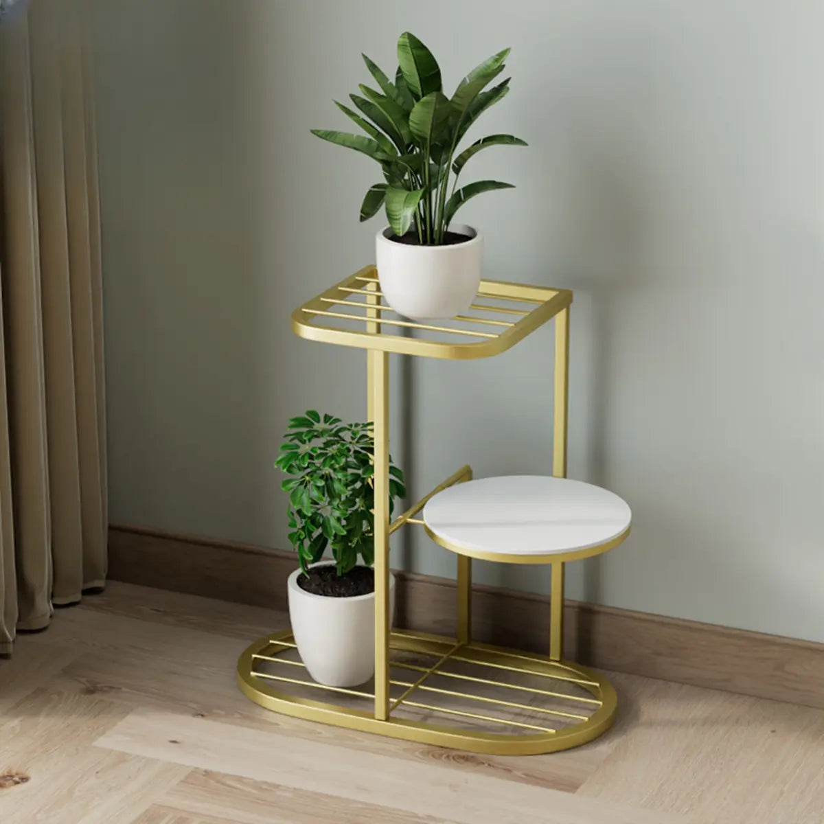 Modern Circular Tray Multi-Tier Metal Floor Plant Stand Image - 15