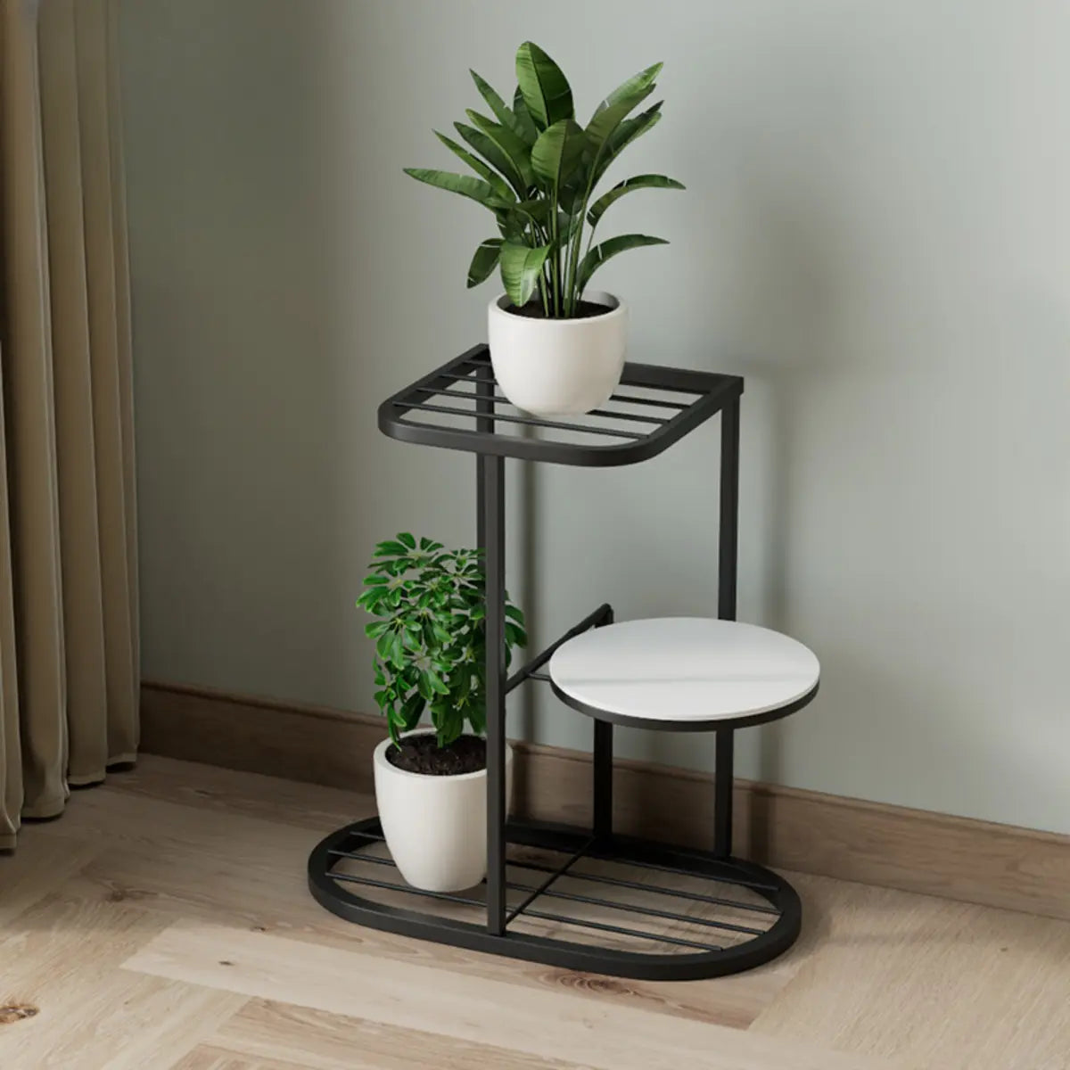 Modern Circular Tray Multi-Tier Metal Floor Plant Stand Image - 21