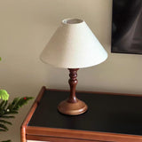 Modern Classic Minimalist Wooden Base White Table Lamp Image - 10