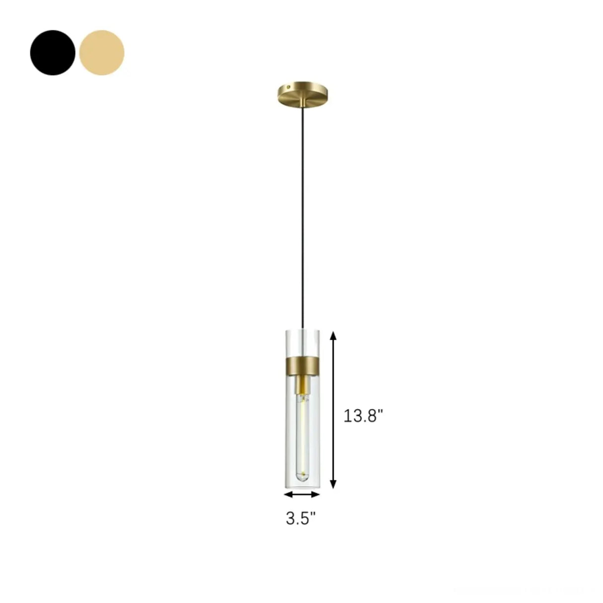 Modern Clear Glass Cylinder Pendant Light Dining Room 