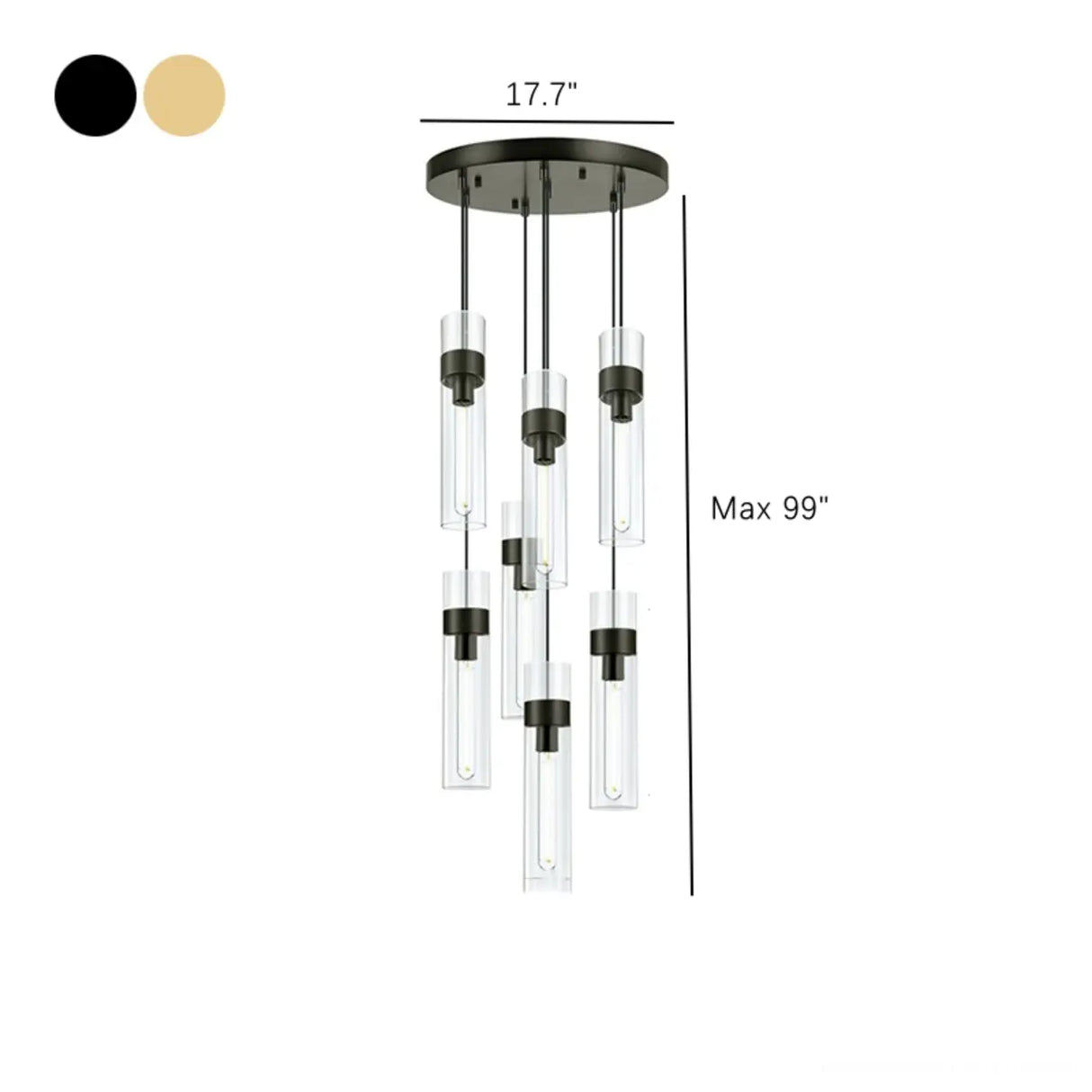 Modern Clear Glass Cylinder Pendant Light Dining Room Image - 17