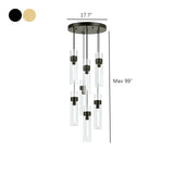 Modern Clear Glass Cylinder Pendant Light Dining Room Image - 17