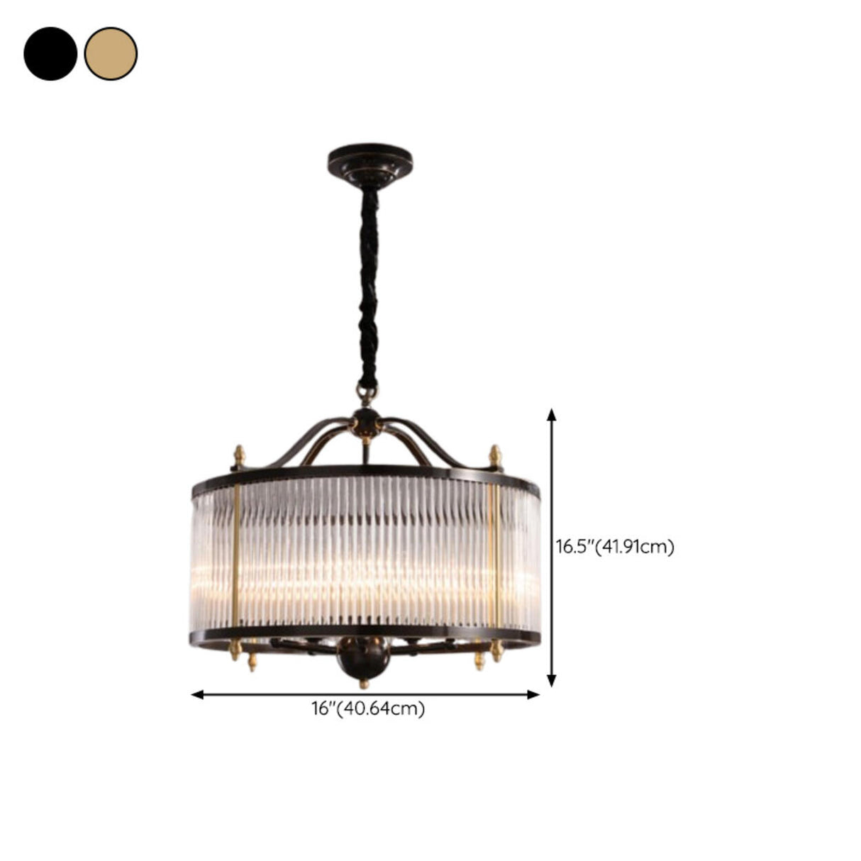 Modern Clear Glass Drum Chandelier, Adjustable Height 