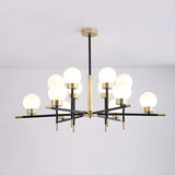 Modern Clear Globe Metal Living Room Chandelier Image - 9