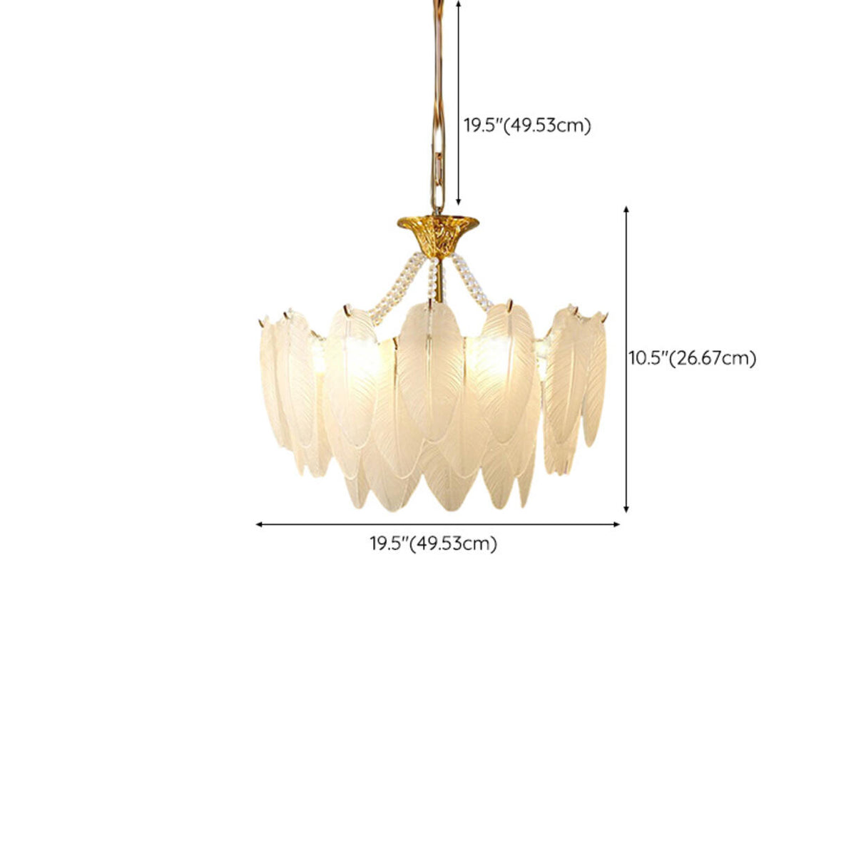 Modern Clear Leaf Chandelier with Pearl Accents 