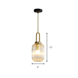 Modern Clear Ribbed Glass Pendant Light for Kitchen #size