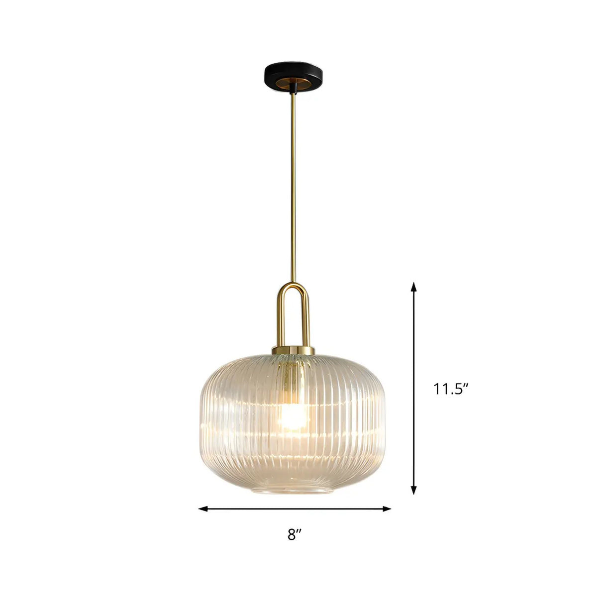 Modern Clear Ribbed Glass Pendant Light for Kitchen Image - 15