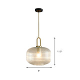 Modern Clear Ribbed Glass Pendant Light for Kitchen Image - 15