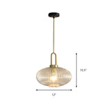 Modern Clear Ribbed Glass Pendant Light for Kitchen Image - 16
